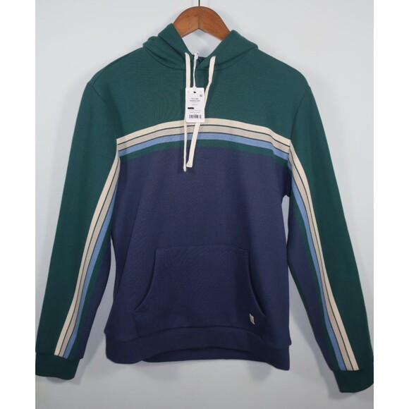 Marine Layer Archive Cloud 9 Sweatshirt Hoodie Colorblock Navy Green Small NEW - Picture 2 of 10